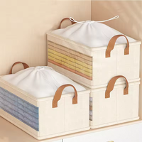 Panier à linge pliable en tissu de lin Panier de rangement pour vêtements lavable avec sac à poussière Panier à linge pliable avec fenêtre transparente