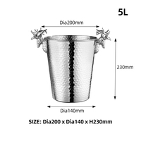 Fournisseur OEM Seau à champagne et bac à glaçons en acier inoxydable martelé doré 3L 5L avec tête de cerf pour hôtels, restaurants et événements