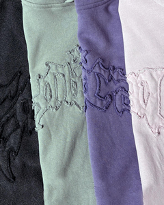 Sudadera con capucha extragrande de algodón pesado con lavado ácido y efecto desgastado, con cremallera, estilo vintage, personalizable con logotipo bordado. - Product Image 6
