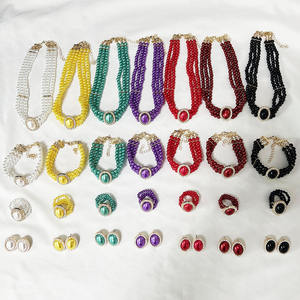 लक्जरी विंटेज मोती गहने महिलाओं के लिए शानदार हीरे-एनक्रस्टेड मिश्र धातु कंगन हार लाइट लक्जरी - Product Image 2