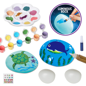 <span class=keywords><strong>Kit</strong></span> d'artisanat de <span class=keywords><strong>peinture</strong></span> <span class=keywords><strong>sur</strong></span> pierres en plastique avec pierres lumineuses, formes de pierres réalistes, tatouages, autocollants diamant et pinceaux pour enfants - Product Image 5