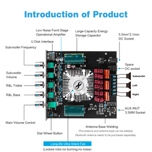 Tda7498e màu xanh răng khuếch đại Board 160W * 2 + 220W loa siêu trầm 2.1 kênh thu âm thanh khuếch đại công suất mô-đun treble điều khiển âm trầm - Product Image 2