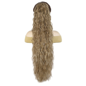 Perruque européenne et américaine, <span class=keywords><strong>queue</strong></span> <span class=keywords><strong>de</strong></span> <span class=keywords><strong>cheval</strong></span> ondulée, cheveux longs bouclés pour <span class=keywords><strong>femme</strong></span>, pince à griffes, 30 pouces, perruque en soie haute température - Product Image 5