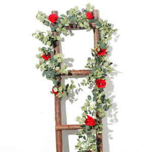 Agente de Compras Taobao para Hojas de Eucalipto, Flores Artificiales de Rosa, Guirnaldas para Pasillos de Boda, Belleza Natural, Rosas y Eucalipto Hechas a Mano - Product Image 2