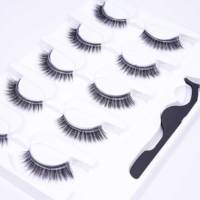 Faux cils 3D en fibres synthétiques, 5 paires, cils en bande volumineux, applicateur réutilisable, fournitures de beauté, vente en gros