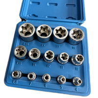 Jeu de douilles à choc GOF de 14 pièces en acier au chrome-molybdène, extracteurs de boulons, boîte de rangement, kit d'outils de réparation automobile à manivelle, OEM 1 jeu