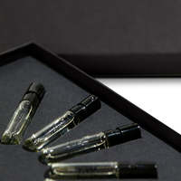Impression personnalisée Kit de bouteilles de parfum de luxe de marque noire Boîte en carton Ensembles de découverte de parfum de 1.5ml Boîte d'emballage ciel et terre