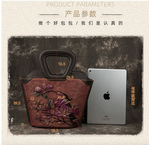 Bolso de Mano Andong para Mujer, de Cuero Vacuno Genuino, Elegante, Retro, Bandolera, Bolso de Hombro, Bolso Tote - Product Image 5
