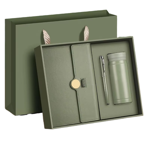 Cuaderno de cuero de alta calidad con logotipo personalizado y juego de regalo de Taza Termo de tapa dura para oficina de negocios Reunión Anual regalos corporativos - Product Image 1