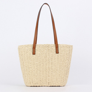 Summer Simple French <b>Square</b> Large Capacity Paper Rope Woven Bag Polyester Retro Fashion Daily Leisure Women's Tanjing - Product Image 6