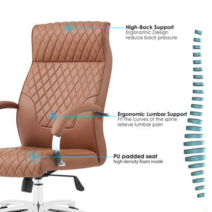 Chaise <span class=keywords><strong>de</strong></span> bureau en cuir <span class=keywords><strong>de</strong></span> personnel brun <span class=keywords><strong>de</strong></span> meubles commerciaux avec des roulettes tournantes sillas <span class=keywords><strong>de</strong></span> oficina - Product Image 6