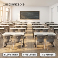 Meubles scolaires, usine certifiée ISO, ensemble de table et chaise double robuste de qualité E1 avec tableau frontal pour salle de classe