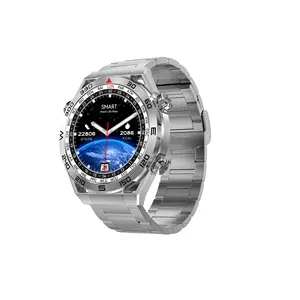 DT NO.1 DT Ultra mate jam tangan pintar 1.5 inci 454*454 untuk pria Bisnis 3 tombol Kompas GPS NFC DT Ultra mate jam tangan pintar bulat