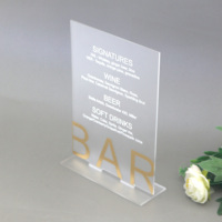 Cartes de menu en acrylique transparent givré de forme personnalisée support de menu de table nom de table de barre étiquette de prix