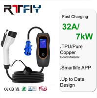 Chargeur EV portable 32A, apparence moderne, AC 7kW, type 1, charge rapide pour véhicules électriques, avec prise CEE, protection contre les fuites