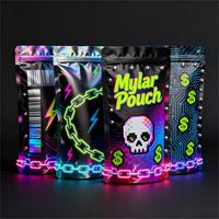 Sachet Doypack Personnalisé en Mylar Holographique 3.5G, Motif Robot Musical Pixel, Refermable, Anti-odeur, Qualité Alimentaire