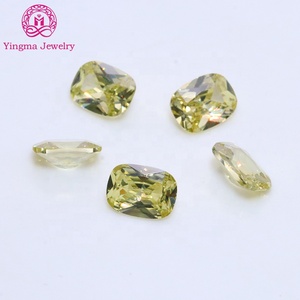Venta directa de fábrica Artificial Cz Gemstone Cojín alargado Corte 4*6mm a 8*10mm Piedras sueltas de zirconia Color Oliva Circón cúbico - Product Image 1