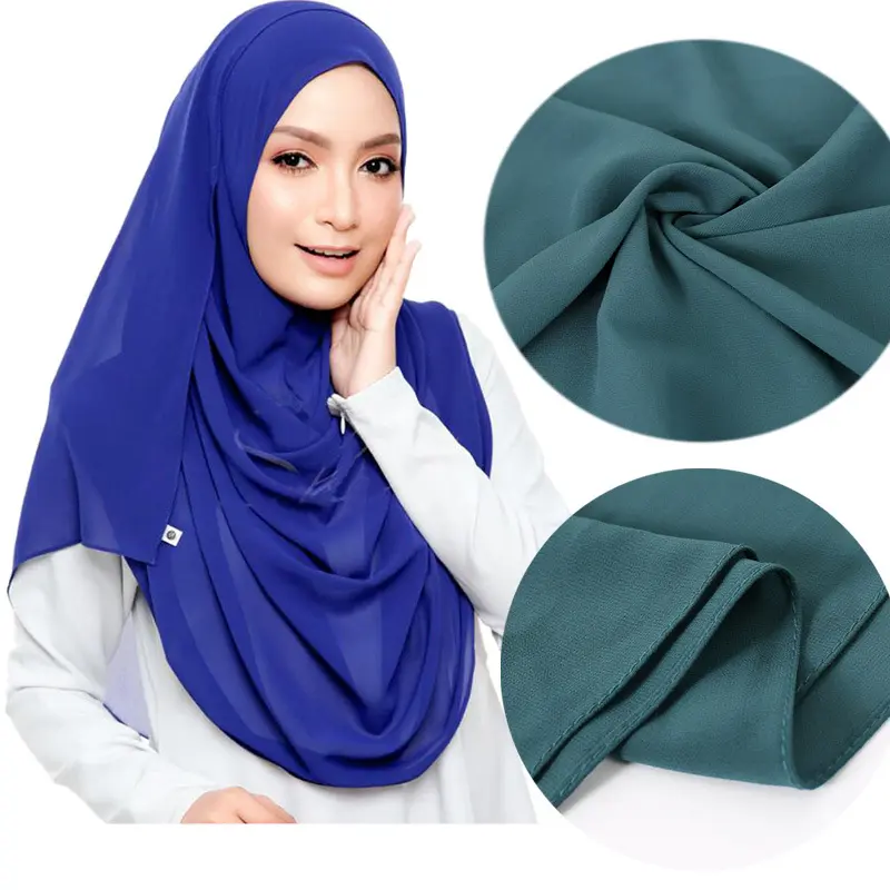 حجاب شيفون للسيدات, جاهز للشحن متعدد الألوان بتصميم جديد للمرأة العربية المسلمة بألوان سادة
