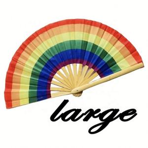 Grands ventilateurs pliants imprimés personnalisés de haute qualité poignée en bambou ou en plastique pour la musique de club et la danse - Product Image 1