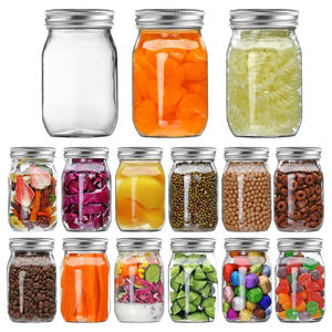 Recipientes para Alimentos de Boca Ancha, 16 oz, 500 ml, Frascos de Vidrio Herméticos con Tapa Metálica para Conservas - Product Image 1