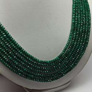 Collar de Cuentas de Jade Verde Natural de Alta Calidad Grado AAA, Facetadas en Forma de Rondelle de 4mm, Certificado por M.Y.GEMS, Hecho en India - Product Image 1