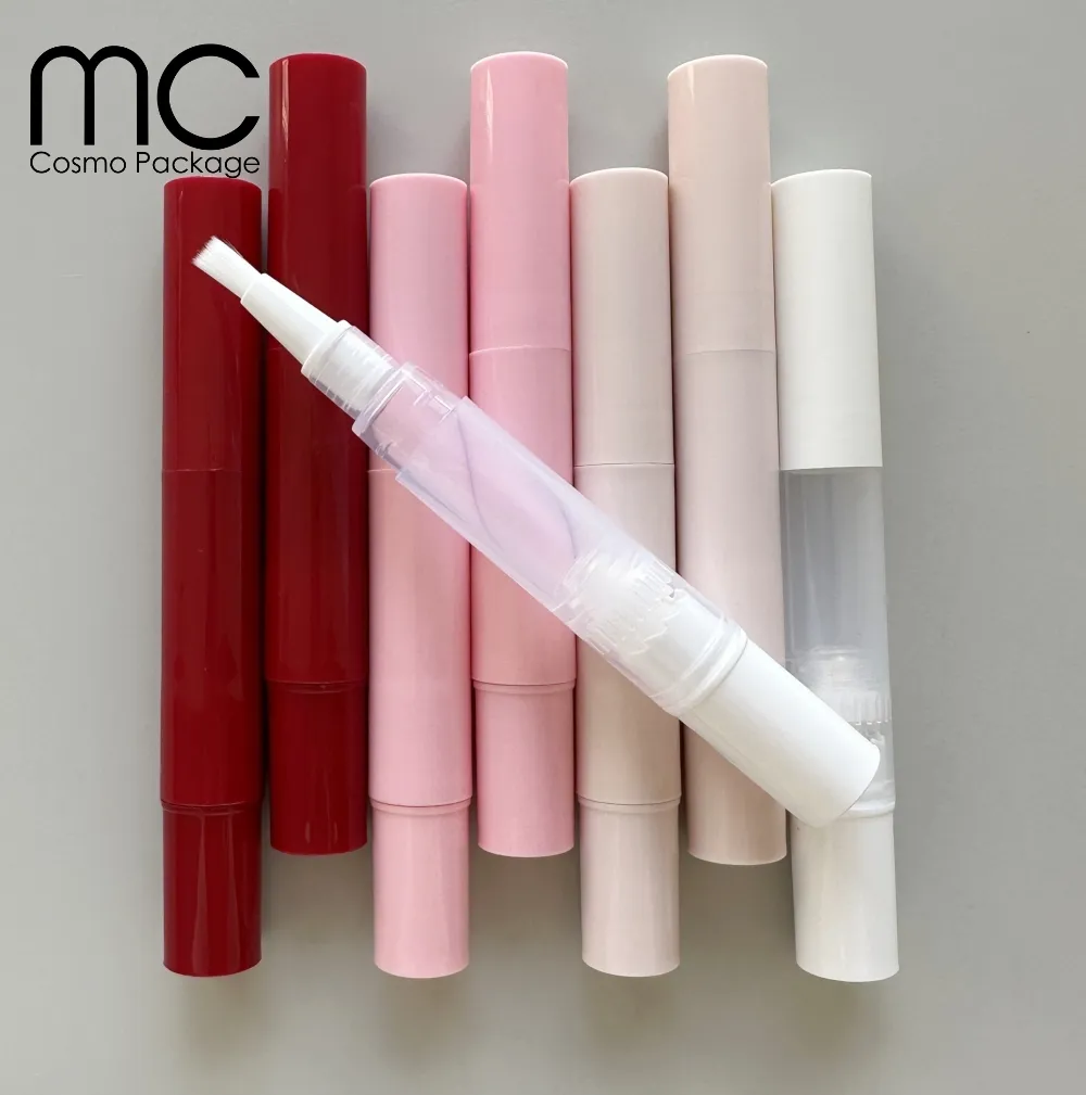 T302 4ml silindirik plastik boş OEM diş makyaj fırçası İpucu kozmetik çevirmeli kalem aplikatör