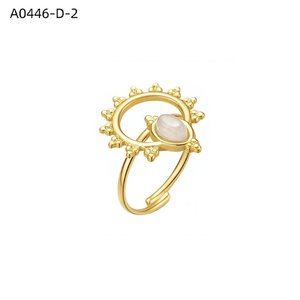 Anillo de moda Amy Amy, anillo de cóctel chapado en oro con piedra lunar, estilo bohemio para mujer, joyería de regalo para uso diario A0446 - Product Image 2