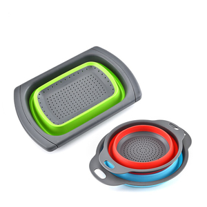 <span class=keywords><strong>Scolapasta</strong></span> pieghevole in Silicone Set di 3 colini sopra il lavandino colino per Pasta vegetale con manici allungabili - Product Image 2