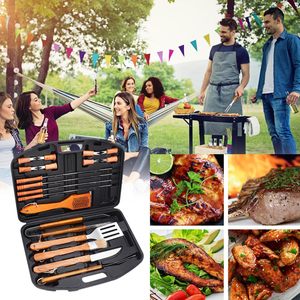 Ustensiles de barbecue robustes en acier inoxydable, ensemble multi-outils 19 pièces, qualité alimentaire, compatibles lave-vaisselle, pour barbecue extérieur, vente en gros - Product Image 6