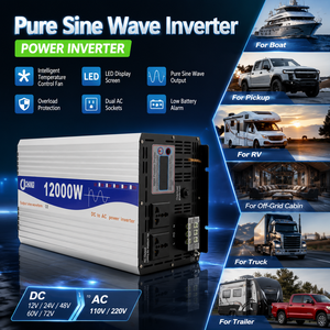 Nouvel onduleur à onde sinusoïdale pure 2026 <span class=keywords><strong>6000W</strong></span> 8000W <span class=keywords><strong>12000W</strong></span> DC12V-96V vers AC110V/220V pour maison solaire, camping-car et système hors réseau - Product Image 4
