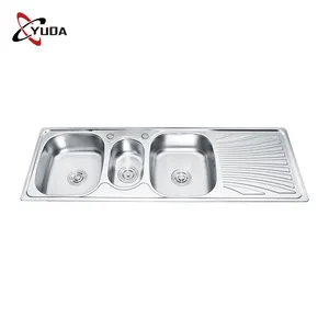 Kitchen Sink SUS 304 Stainless Steel Double Bowl Multifunction Modern Pressing Sink