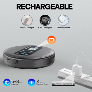 Lecteur CD portable rechargeable avec haut-parleur stéréo intégré, diffusion sans fil BT, carte AUX TF pour voiture, maison, étude, extérieur - Product Image 3