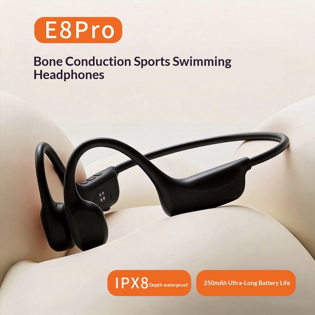 E8PRO Bone Conduction Swimming Earphones Waterproof Sports Running  Ultra Long Endurance Noise Reduction Earphone
