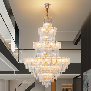 Grand lustre de luxe moderne à suspension européenne pour salon Lampe à suspendre en cristal pour hall d'hôtel Éclairage décoratif - Product Image 1