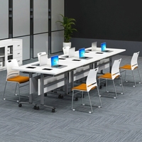 Bureau modulaire moderne Bureau élégant fonctionnel fait panneau roulettes incluses pour économiser de l'espace école bureau salle de formation