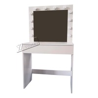 Ensemble de Coiffeuse avec Lumières LED, Miroir, 1 Grand Tiroir et Tabouret Table De Maquillage Vanité Coiffeuse de chambre à Coucher