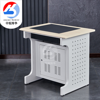 Bureau d'ordinateur moderne pour école, design scolaire, avec écran LCD encastré, rabattable et dissimulé, en métal de qualité supérieure