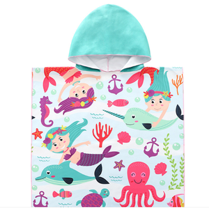 <span class=keywords><strong>Toalla</strong></span> de <span class=keywords><strong>playa</strong></span> con capucha de gamuza de microfibra de secado rápido con logotipo personalizado al por mayor, <span class=keywords><strong>Poncho</strong></span> de surf compacto reciclado sin arena para niños - Product Image 1