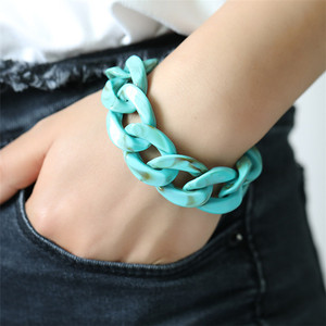 48 colors stock Newest Design Statement Acrylic Chain Anklet Bracelet Chunky plastic Chain Acrylic Bracelet For Party Jewelry
