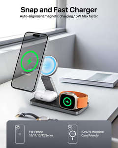 GEBRA <b>Magnetic</b> 3-in-1 Wireless <b>Charging</b> Station Type-C Port Fast 15W Output Short Circuit Protection for 16/15/14/13/12 - Product Image 5