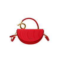 Nouveauté : Sac bandoulière demi-lune pour femme avec poignée spirale en métal doré, en cuir PU effet vague d'eau, mini sac selle de luxe
