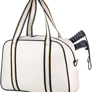 Sac de sport en cuir PU blanc pour femmes Sac de sport Pickleball Sac de sport Pickleball Sac fourre-tout Bandoulière réglable - Product Image 2