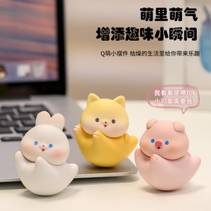 Figurine de dessin animé Yo Flip Up Tumbler en résine, décoration de bureau mignonne, jouet anti-stress - Product Image 5