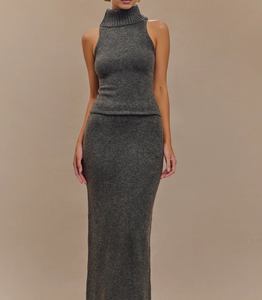 وصل حديثًا طقم فستان مخصص من الكشمير صوف الكشمير مثير ضيق بدون أكمام طقم من قطعتين سترة وفستان للسيدات - Product Image 6