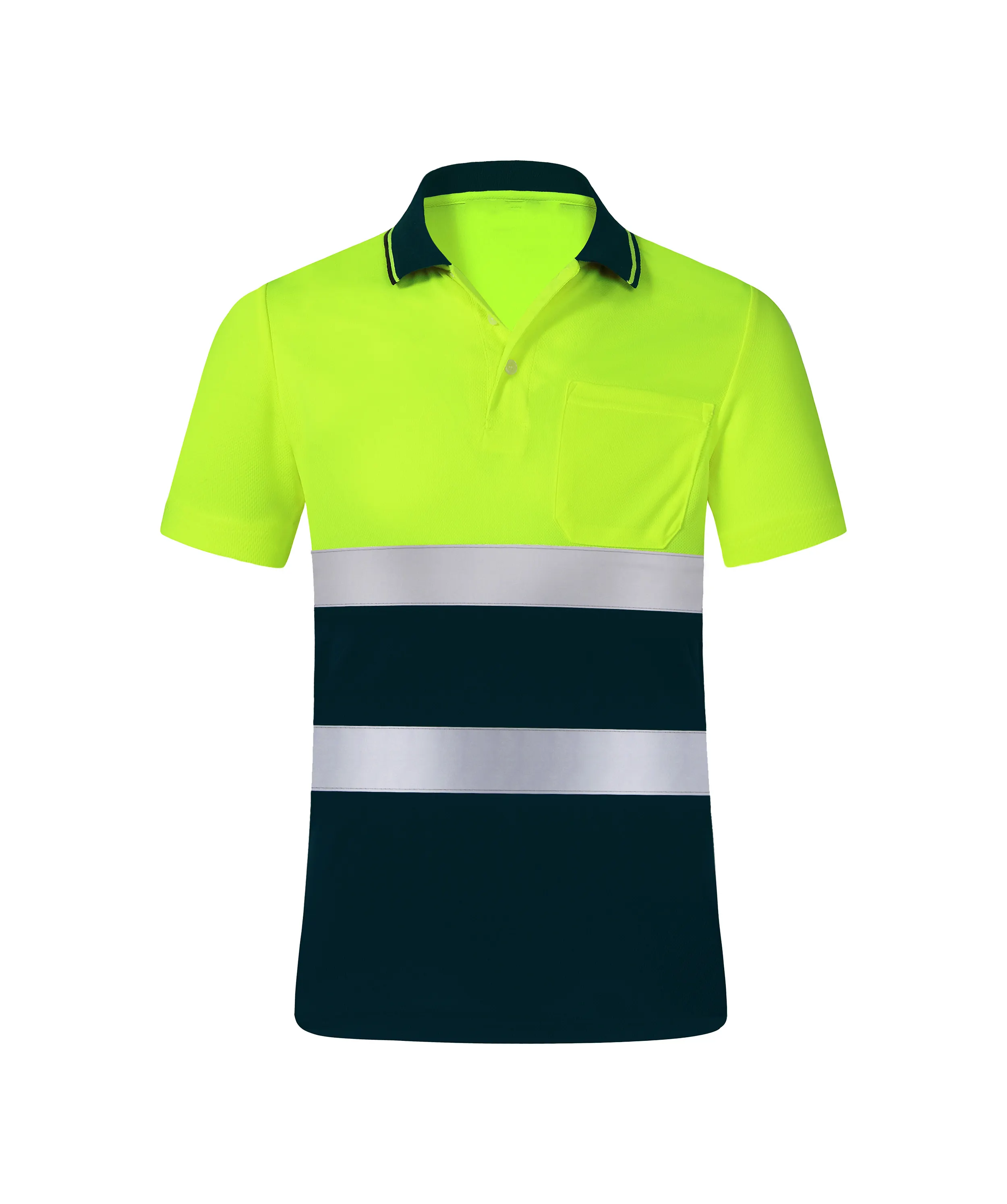 Bán Buôn 100% Polyester Mắt Chim Lưới Cao Có Thể Nhìn Thấy Polo Áo Sơ Mi Ngắn Tay An Toàn Bảo Hộ Lao Động Đồng Phục Phản Quang