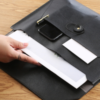 Portátil A4 A5 logotipo personalizado tela de bolsillo PU cuero impermeable ignífugo malla cremallera almacenamiento cartera carpeta de archivos bolsa de documentos