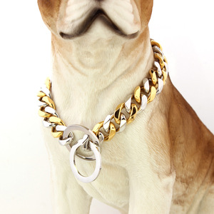 Venta caliente 10mm chapado en oro de acero inoxidable cubano mascota perro cadena gato perro <span class=keywords><strong>Collar</strong></span> correa de Mascota de calidad superior - Product Image 5