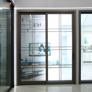 <span class=keywords><strong>Porte</strong></span> <span class=keywords><strong>coulissante</strong></span> en alliage d'aluminium <span class=keywords><strong>avec</strong></span> double vitrage trempé et design à persiennes, coupe-vent, <span class=keywords><strong>sur</strong></span> <span class=keywords><strong>mesure</strong></span> - Product Image 1