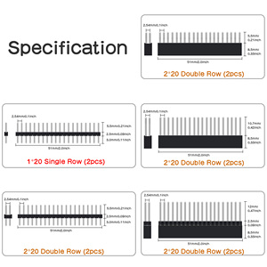 8pcs GPIO 2*20 pin nữ tiêu đề kit, 40P xếp chồng Stackable nữ tiêu đề cho Raspberry Pi 4 mô hình <span class=keywords><strong>B</strong></span>/ 3B +/ 3B/ 2B/ <span class=keywords><strong>Zero</strong></span>(<span class=keywords><strong>Zero</strong></span>) - Product Image 3