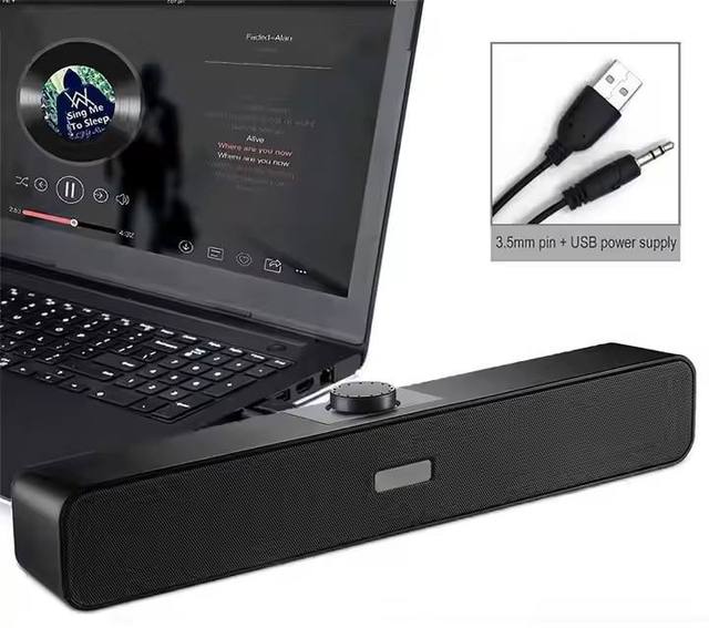 USB Powered 2.0 Wired Computer Gaming Speakers 3.5mm AUX Input Soundbar Diaphragm Compatible Windows PC Desktop Mobile Phone